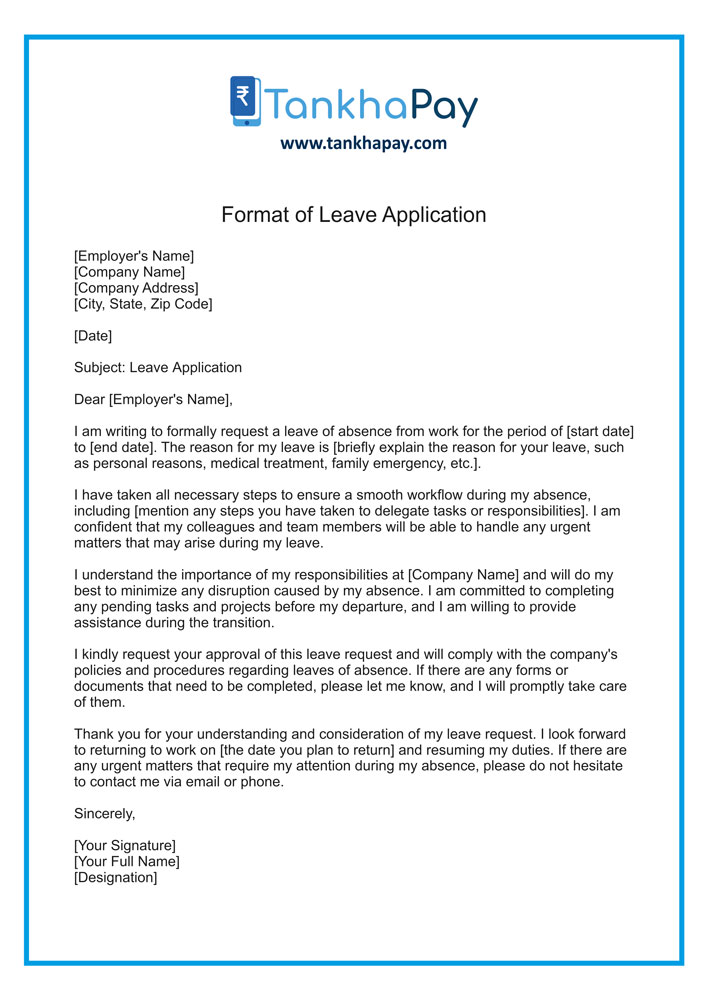 Format of Leave Application