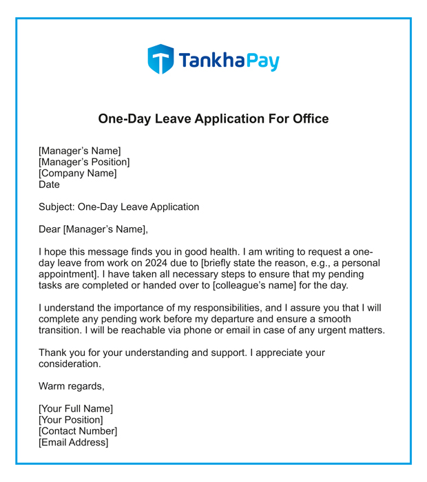 one day leave application for school from parents