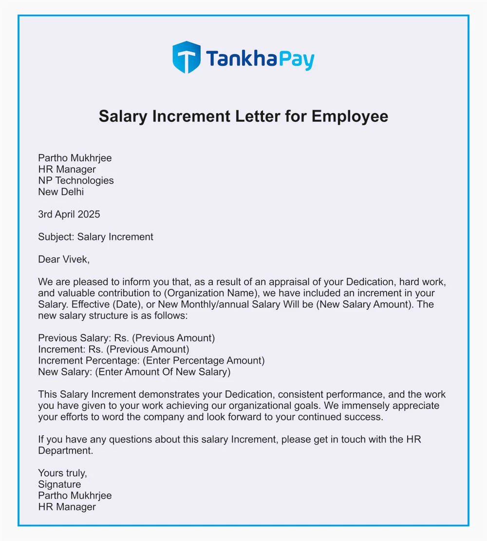 Salary Increment Letter for Employee