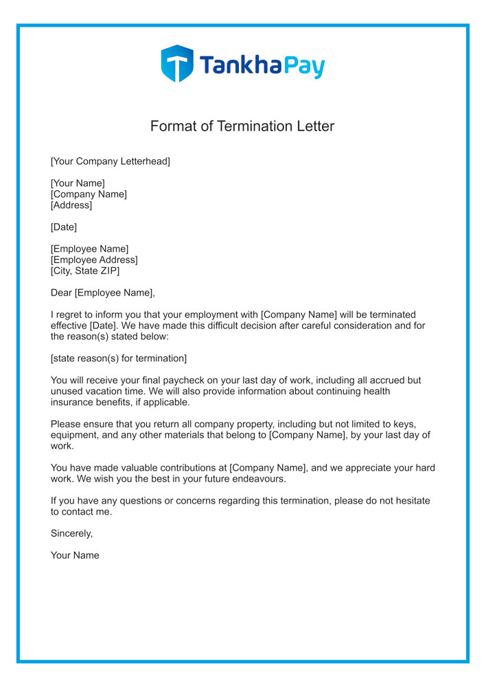 Format of Termination Letter