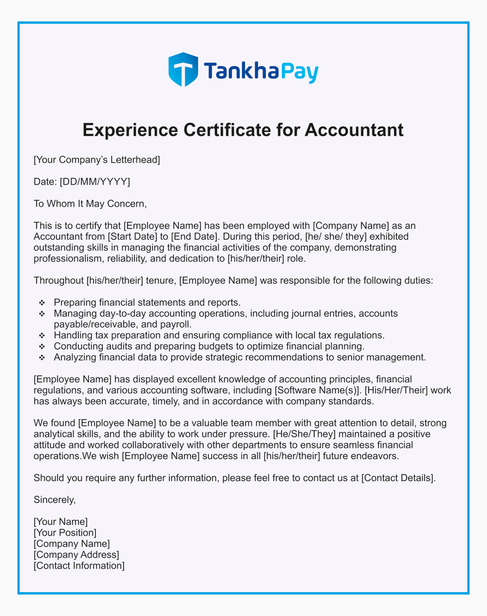 Experience certificate format samples application for relieving letter
