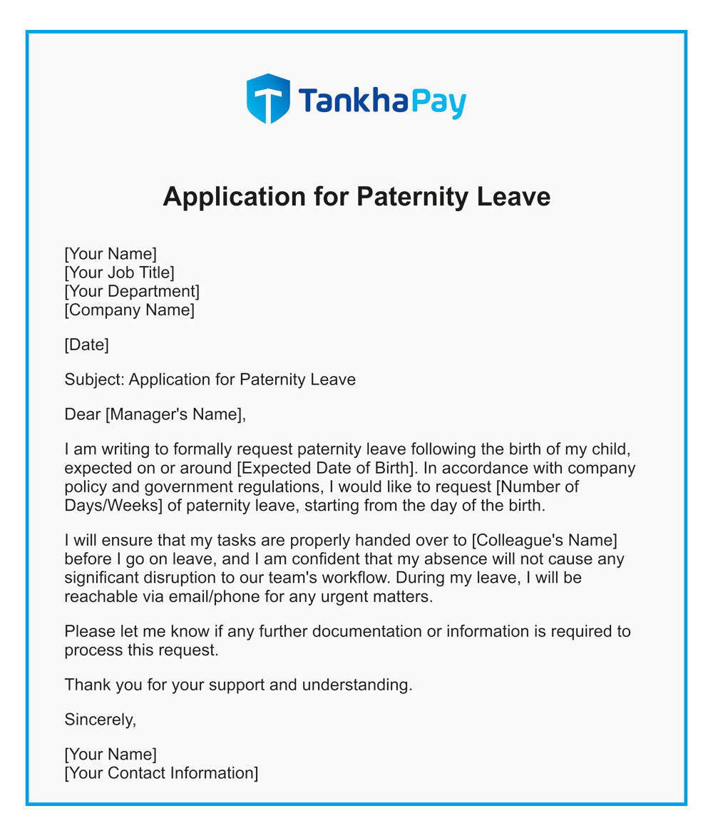 application letter for leave at work Application for Paternity Leave