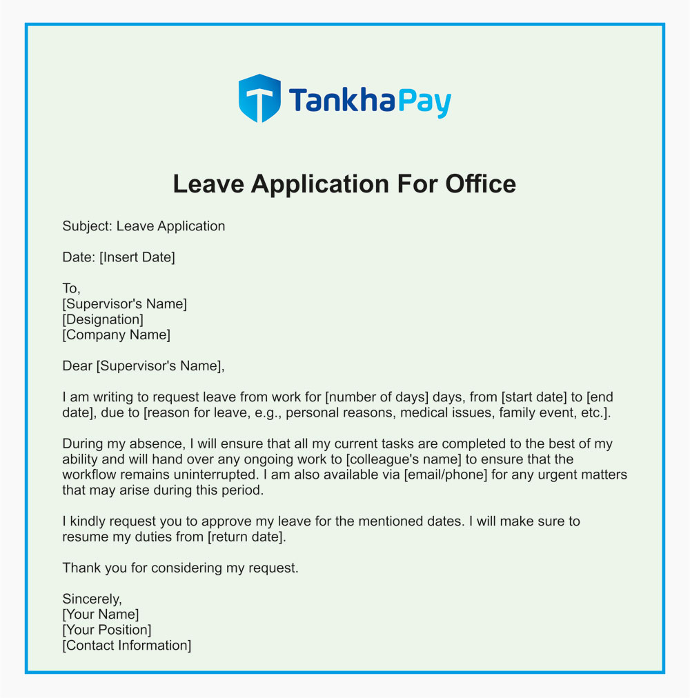application letter for leave at work Leave Application For Office