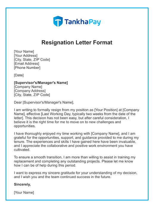 Resignation Letter Format