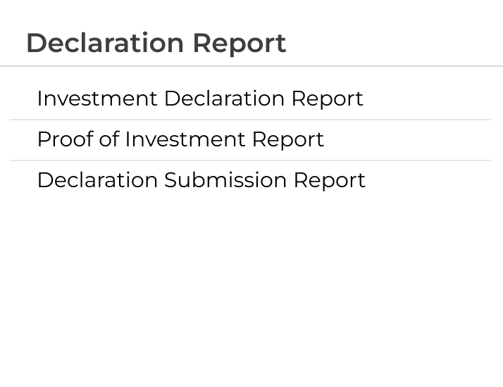 Declarations & Investments